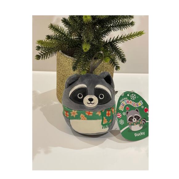 Squishmallows  Christmas Ornament Rocky the Raccoon  4" - Picture 1 of 4